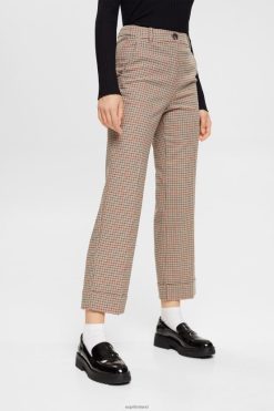Esprit Women Checked pants Sand Trousers & Pants D2B4J4529