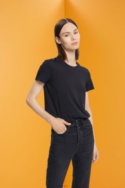 Esprit Women Cotton crewneck t-shirt Black T-Shirts D2B4J4454