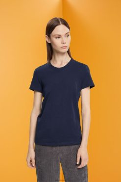 Esprit Women Cotton crewneck t-shirt Navy T-Shirts D2B4J4459