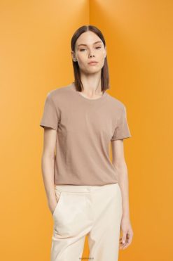 Esprit Women Cotton crewneck t-shirt Taupe T-Shirts D2B4J4457