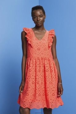 Esprit Women Cotton lace dress Coral Orange Dresses D2B4J4192