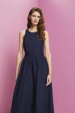 Esprit Women Cotton Midi Dress Navy Dresses D2B4J4185