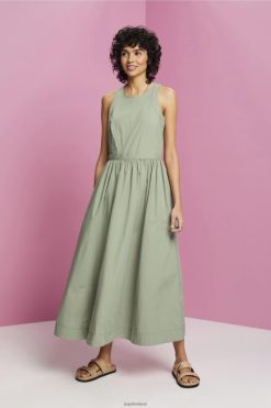 Esprit Women Cotton Midi Dress Pale Khaki Dresses D2B4J4184