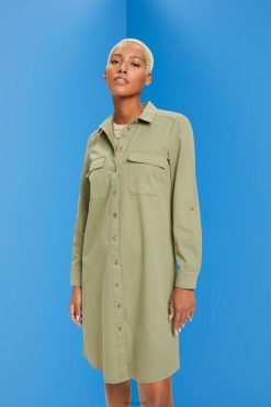 Esprit Women Cotton shirt dress Light Khaki Dresses D2B4J445