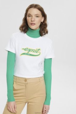 Esprit Women Cotton T-shirt with printed logo White T-Shirts D2B4J4142