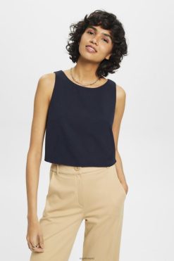 Esprit Women Cropped sleeveless blouse Navy Blouses D2B4J4310