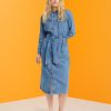 Esprit Women Denim dress with tie belt Blue Light Wash Dresses D2B4J4394
