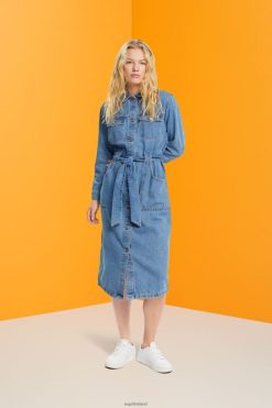Esprit Women Denim dress with tie belt Blue Light Wash Dresses D2B4J4394