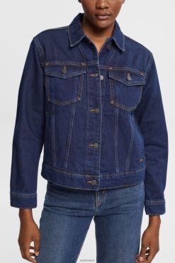 Esprit Women Denim jacket Blue Dark Wash Jackets D2B4J4554