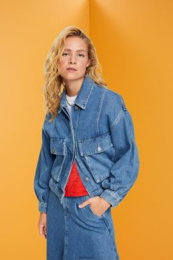 Esprit Women Denim jacket Blue Medium Wash Jackets D2B4J4549