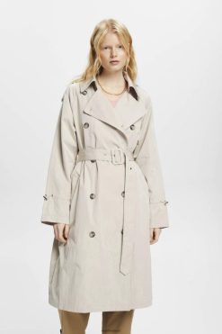 Esprit Women Double-breasted trench coat Light Taupe Coats D2B4J4266