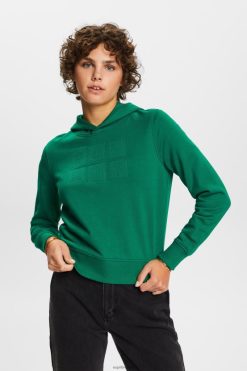 Esprit Women Embroidered logo hoodie, organic cotton Dark Green Sweatshirts & Hoodies D2B4J48