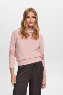 Esprit Women Embroidered logo hoodie, organic cotton Old Pink Sweatshirts & Hoodies D2B4J49