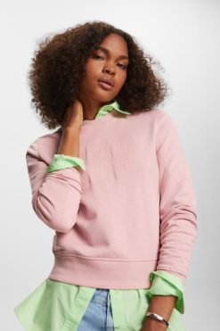 Esprit Women Embroidered logo sweatshirt, organic cotton Old Pink Sweatshirts & Hoodies D2B4J413