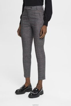 Esprit Women High-rise checked trousers Anthracite Trousers & Pants D2B4J4249