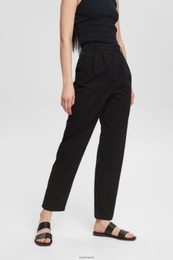 Esprit Women High-rise chinos, 100% Pima cotton Black Trousers & Pants D2B4J4343