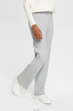 Esprit Women High-rise rib knit trousers Light Grey Trousers & Pants D2B4J4466