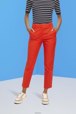 Esprit Women High-rise slim fit trousers Orange Red Trousers & Pants D2B4J4270