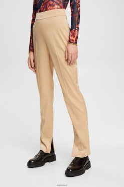 Esprit Women High-rise split hem trousers Cream Beige Trousers & Pants D2B4J4326