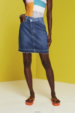 Esprit Women Jeans mini skirt with an asymmetric hem Blue Dark Wash Skirts D2B4J4207