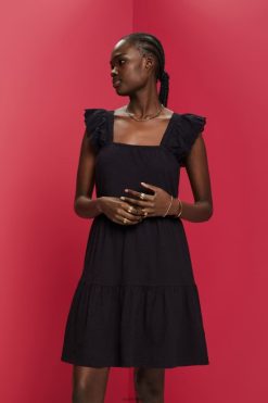 Esprit Women Jersey dress with embroidered lace sleeves Black Dresses D2B4J459