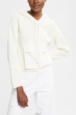 Esprit Women Knit hooded jumper Off White Sweaters D2B4J4563
