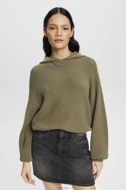 Esprit Women Knitted hoodie Light Khaki Sweatshirts & Hoodies D2B4J4244