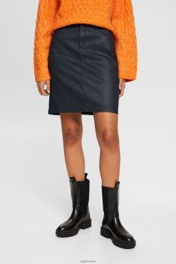 Esprit Women Leather effect midi skirt Black Skirts D2B4J4443