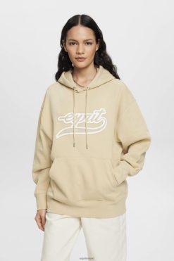 Esprit Women Logo print hoodie Beige Sweatshirts & Hoodies D2B4J4169