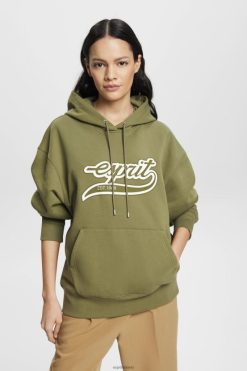 Esprit Women Logo print hoodie Olive Sweatshirts & Hoodies D2B4J4170