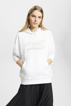 Esprit Women Logo print hoodie White Sweatshirts & Hoodies D2B4J4168