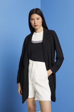 Esprit Women Long jersey blazer, LENZING ECOVERO Black Coats D2B4J4240