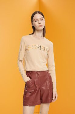 Esprit Women Long-sleeved t-shirt with logo Sand T-Shirts D2B4J4461