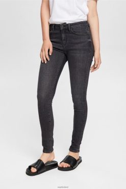 Esprit Women Mid-rise cashmere-touch stretch jeans Grey Dark Wash Denim D2B4J4341