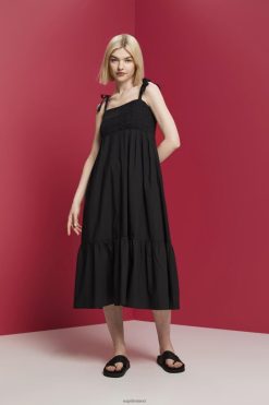Esprit Women Midi dress with embroidery, LENZING ECOVERO Black Dresses D2B4J4204
