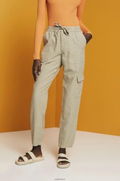 Esprit Women Mixed fabric cargo trousers with TENCEL Dusty Green Trousers & Pants D2B4J4265