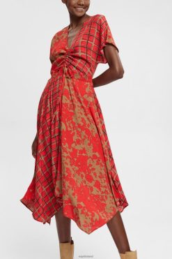Esprit Women Mixed pattern dress, LENZING ECOVERO Red Dresses D2B4J4547