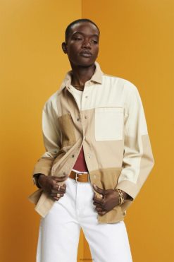 Esprit Women Patchwork shacket Beige Jackets D2B4J4293