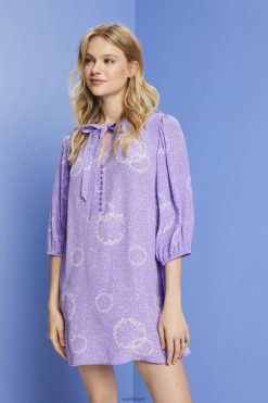 Esprit Women Patterned mini dress with a bow tie White Dresses D2B4J4230