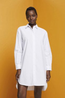 Esprit Women Pinstriped shirt dress, 100% cotton White Dresses D2B4J4277