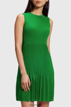 Esprit Women Pleated fit and flare dress Green Dresses D2B4J4386