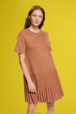 Esprit Women Pleated peplum dress Brown Dresses D2B4J4488