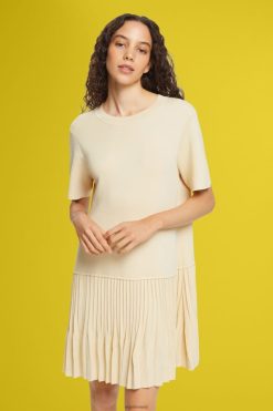 Esprit Women Pleated peplum dress Sand Dresses D2B4J4489