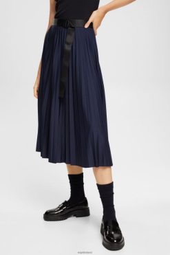 Esprit Women Pleated skirt with belt Navy Skirts D2B4J4548