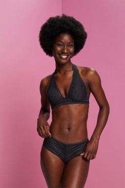 Esprit Women Recycled: halterneck soft bra with lace Anthracite Top D2B4J477