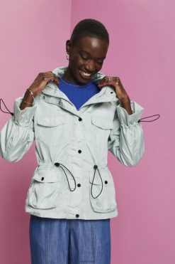 Esprit Women Recycled: rain jacket with a hood Light Aqua Green Jackets D2B4J495