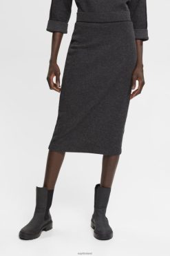 Esprit Women Rib knit pencil skirt Anthracite Skirts D2B4J4431