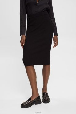 Esprit Women Rib knit pencil skirt Black Skirts D2B4J4428