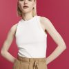 Esprit Women Rib knit tank top Off White Tank D2B4J493