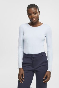 Esprit Women Ribbed jumper Pastel Blue Sweaters D2B4J4274